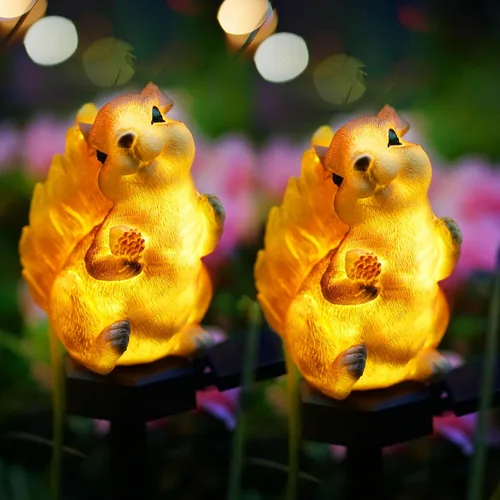 Vista 11 de SmilingTown Paquete de 2 luces solares de jardín de búho para exteriores, luz decorativa de estaca impermeable, decoración de búho para asustar a