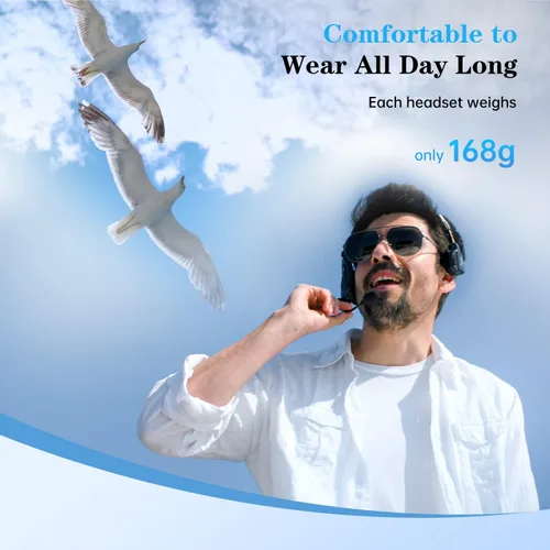 Vista 7 de Hollyland Solidcom C1 - Sistema de intercomunicación de auriculares inalámbricos para 4 personas, dúplex completo de 1100 pies, comunicación