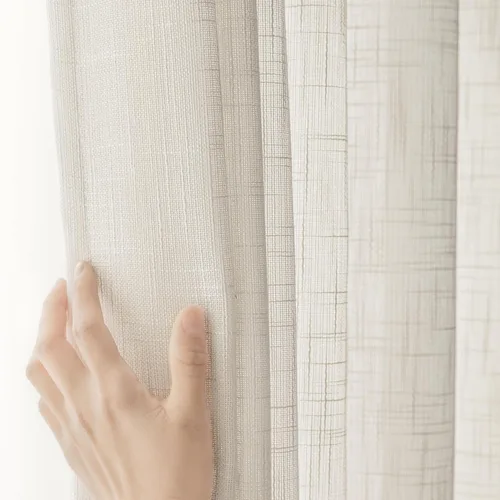 Vista 3 de FMFUNCTEX - Cortinas de puerta corrediza natural de 84" de lino transparente para sala de estar, divisor de 100" de ancho, cortinas extra anchas