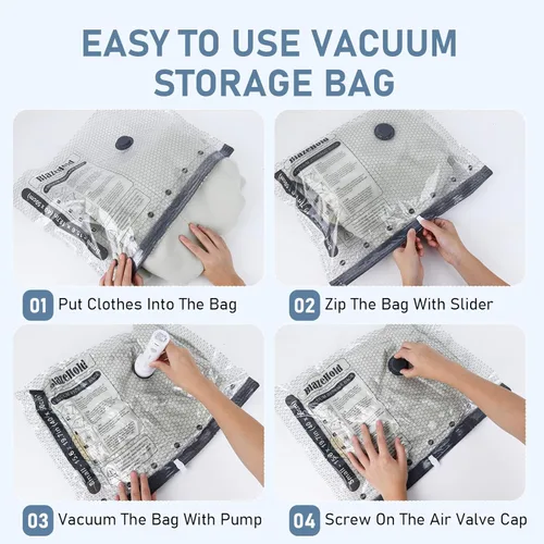 Vista 6 de Paquete de 20 bolsas de almacenamiento al vacío de viaje con bomba eléctrica recargable, bolsa de sellado de embalaje de compresión para equipaje, 5