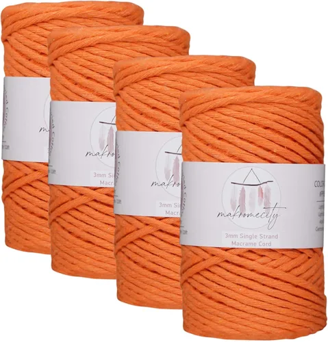 Vista 101 de Makromecity, Cordón de macramé de un solo hilo de 3 mm x 100 yardas (300 pies) de 3 mm de cordón de algodón azul bebé para arte y manualidades