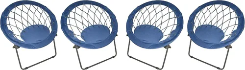 Vista 7 de Zenithen Comfortable Bungee Portable Folding Durable Metal Frame Dish Chair, Perfect for Gaming, Reading, Dorm Rooms, and Bed Rooms, Blue (Pack of 1)