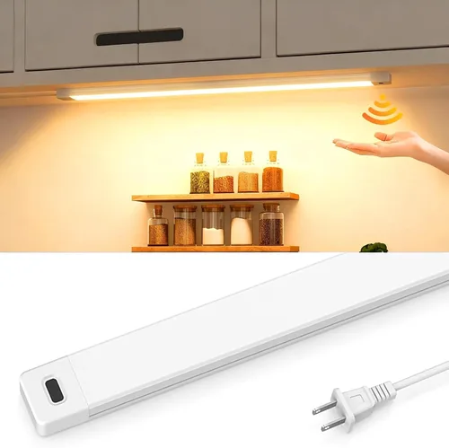 Vista 17 de MYPLUS Luces LED bajo gabinete de 16 pulgadas con sensor de movimiento manual, iluminación bajo mostrador 4000K blanco natural, regulable, Plug and