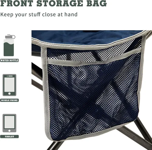 Vista 6 de SUNNYFEEL Silla de campamento de gran tamaño, silla plegable con platillo de luna, cojín acolchado, resistente para adultos, 500 libras, silla