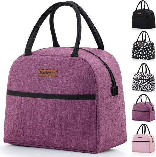 Vista 21 de Bolsa de almuerzo aislada Baglemon para mujer y hombre, contenedores de almuerzo reutilizables de alta capacidad para trabajo y picnic