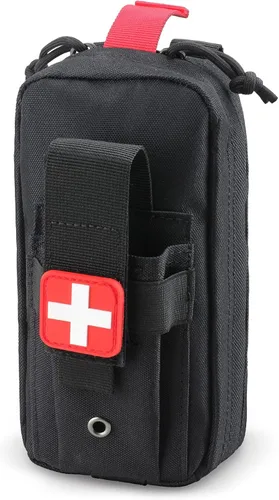 Tactical MOLLE IFAK First Aid Medical Pouch, Rip-Away EMT Accessories for Trauma Kit Small Medical Bag for Car Headrest, Outdoors (Include Cross