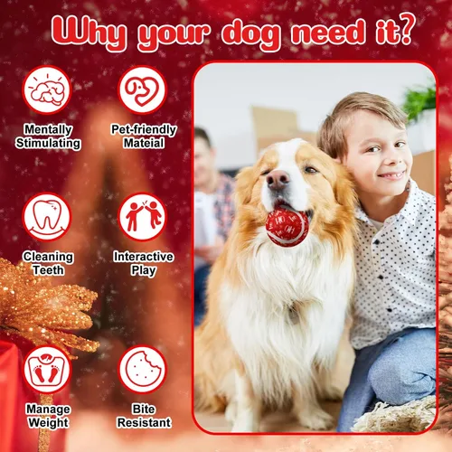 Vista 4 de Civaner 6 piezas pelotas de tenis chirriantes de Navidad para perros de 2.5 pulgadas, juguetes para perros a granel para perros pequeños, medianos