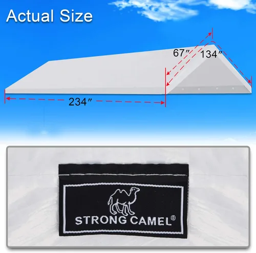 Vista 2 de Strong Camel Cubierta de repuesto para toldo de 10 x 20 pies, tela de polietileno Ripstop, de triple capa, cubierta de lona para tienda de campaña