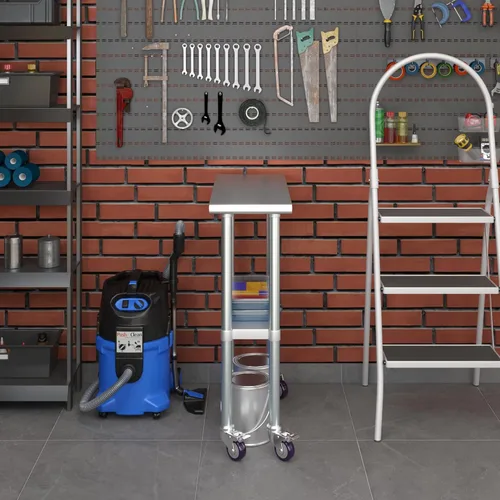 Vista 8 de AmGood Mesa de trabajo de acero inoxidable de 30 x 12 pulgadas con ruedas, mesa de metal resistente sobre ruedas, carrito de isla de cocina