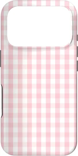 Vista 30 de White and Light Pink Pastel Color Gingham Check Case for iPhone 17
