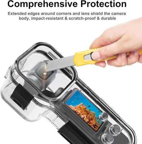 Vista 6 de FitStill Funda de buceo impermeable compatible con DJI Osmo Pocket 3,147FT/45M carcasa protectora subacuática con soporte de montaje Pocket3 Kit