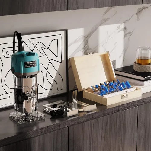 Vista 8 de TwoWin Herramienta de enrutador, herramienta de enrutador de madera compacta de 110 V 800 W para carpintería, recortadora de mano eléctrica de 1/4