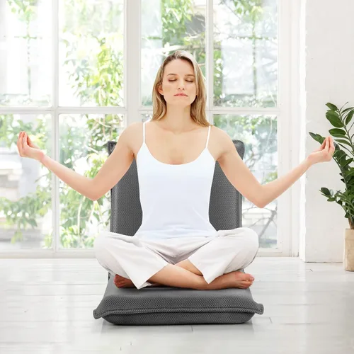 Vista 2 de S AFSTAR Silla de suelo ajustable, tumbona reclinable acolchada con 6 posiciones, cómodo soporte de respaldo y acolchado grueso, silla