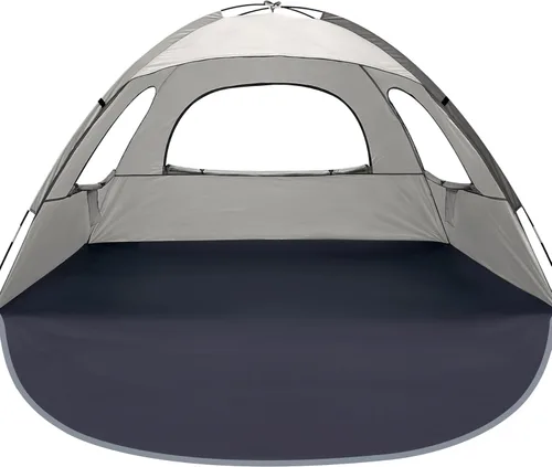 Vista 8 de WhiteFang - Tienda de campaña portátil con protección contra los rayos UV para la playa, refugio del sol para 3/4/6/8 personas, piso extensible