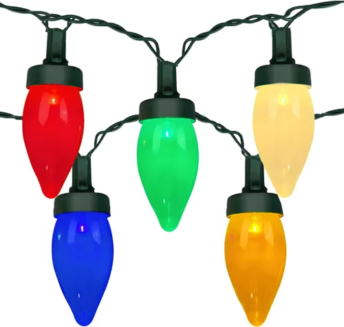 Luces LED C7 para el día de San Valentín al aire libre, 26 pies, decoraciones de Navidad al aire libre, cadena de luces vintage impermeable con 50