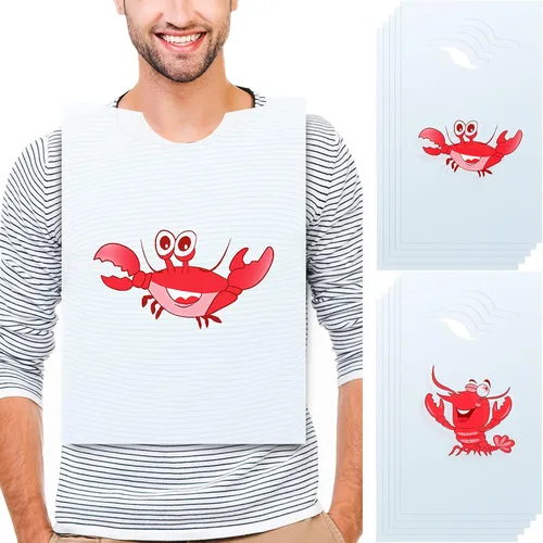 Geyoga 30 Pieces Bibs Bulk 23 Inch Crawfish Boil Seafood Party Supplies Disposable Plastic Funny Bibs for Adult Size