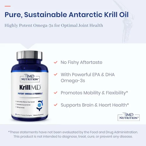 Vista 4 de 1MD Nutrition KrillMD - Suplemento omega 3 de aceite de krill antártico con astaxantina, EPA, DHA 2 veces más eficaz que el aceite de pescado 60