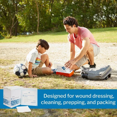 Vista 5 de McKesson Esponjas tejidas de gasa, estéril, 8 capas, 100% algodón, 4 x 4 pulgadas, 2 por paquete, 50 paquetes, 100 en total