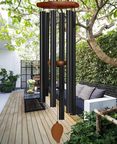 Vista 10 de Campanas de Viento de Simpatía para Exterior Tono Profundo, Campanas Conmemorativas para la Pérdida de un Ser Querido, Campanas Grandes con 6 Tubos