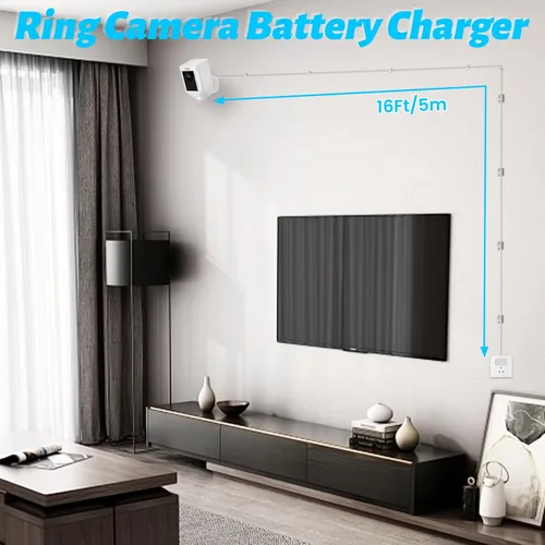 Vista 3 de Cable de Alimentación para Cámara, Compatible con Batería/Enchufe de Ring Stick Up Cam 2ª/3ª Gen, Batería/Enchufe de Ring Spotlight Cam, Cable Largo