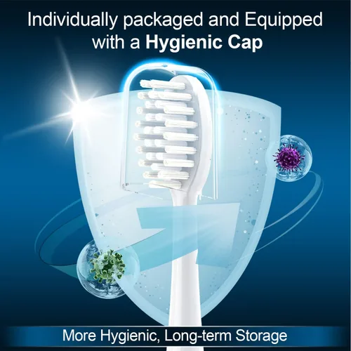 Vista 6 de Cabezales de repuesto para cepillos de dientes, paquete de 10 unidades compatibles con cepillo de dientes eléctrico TAO Clean, color blanco