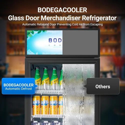 Vista 8 de BODEGA COOLER - Refrigerador comercial comercial, 15.5 pies cúbicos con puerta de vidrio vertical, refrigerador de bebidas con luz LED, 4 ruedas