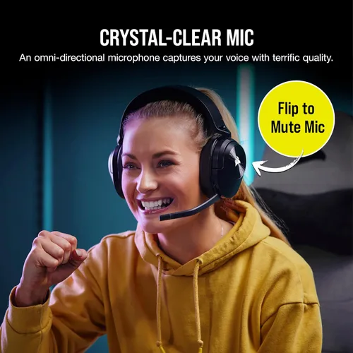 Vista 5 de CORSAIR HS55 Auriculares inalámbricos multiplataforma ligeros para juegos con Bluetooth - Sonido envolvente Dolby 7.1 - Micrófono de alta calidad