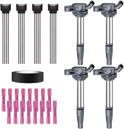 Vista 34 de Juego de 4 bobinas de encendido y conector de coleta, kit de arnés de cableado compatible con Accord Odyssey Acura Saturn 3.0L 3.2L 3.5L V6 C1221