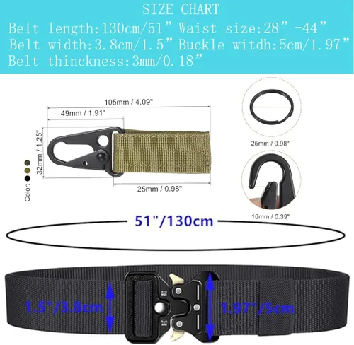Vista 2 de AngelReally Quick Release Tactical Belt for Men, Military Style Nylon Web Belt Accessories with Quick-Release Waistband