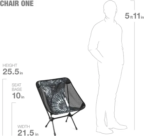 Vista 4 de Helinox Chair One Original - Silla de camping ligera, compacta y plegable, color negro teñido anudado