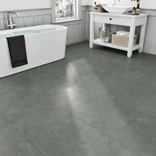 Vista 2 de WESTICK Azulejos de suelo de mármol gris para despegar y pegar de 12 x 12 pulgadas, azulejos de piso de baño, azulejos de vinilo autoadhesivos