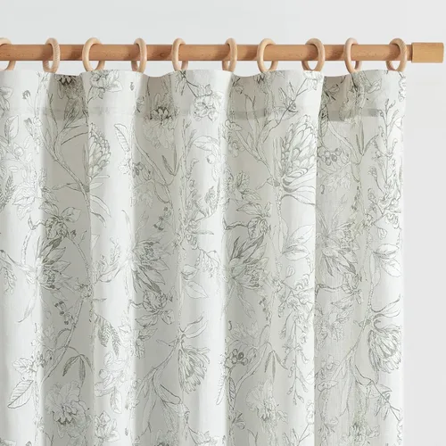 Vista 30 de JINCHAN Cortinas de mezcla de lino con flores para sala de campo francés, cortinas para sala de estar de 84 pulgadas de largo, cortinas impresas