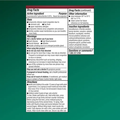 Vista 9 de Afrin Niebla de bomba descongestionante nasal severa de 12 horas sin goteo - 0.5 onzas
