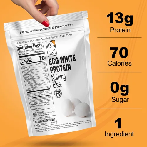 Vista 6 de It's Just! - Polvo de proteína de clara de huevo, proteína de claras de huevo secas, ingrediente para merengue, sin OGM, granjas de EE.UU.