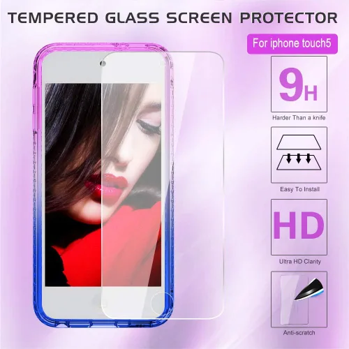 Vista 6 de LeYi - Carcasa para iPod Touch 6 e iPod Touch 5 Gen ZX con protector de pantalla para niñas, diseño de purpurina brillante y transparente, carcasa