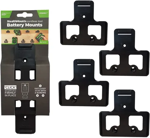 StealthMounts Soporte de batería compatible con EGO 56V (paquete de 4) - Soportes de batería negros para EGO | Soporte para EGO 56V | Fabricado en