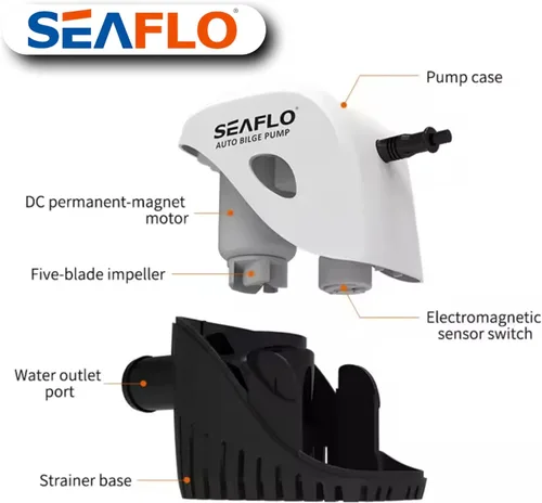 Vista 3 de Seaflo, bomba de agua autosumergible automática para barco de sentina de 12 V 750 ghp con interruptor sumergible
