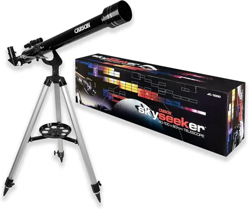 Vista 2 de Carson SkySeeker 40x-100x telescopio refractor principiante con trípode de aluminio (JC-1000)