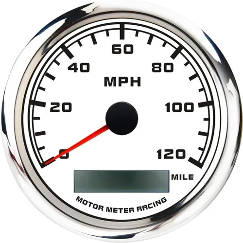 Vista 22 de MOTOR METER RACING W Pro 85mm 3-3/8" Velocímetro GPS Digital Odómetro 200 MPH/300 KMH Impermeable Dial Blanco LED Rojo para Coche Camión Marino
