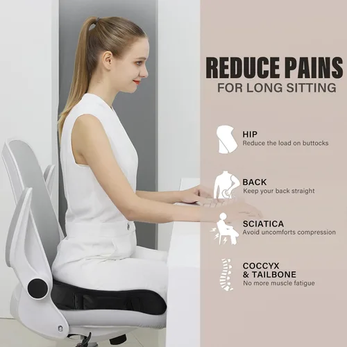 Vista 2 de WAOAW Cojín de asiento, cojines para silla de oficina, almohada para asiento largo de automóvil, almohadilla de espuma viscoelástica para espalda