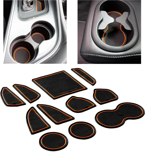 CupHolderHero Compatible con accesorios Dodge Challenger 2015-2024 - Insertos de portavasos antideslizantes antipolvo, tapetes para consola central,