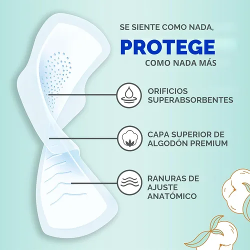 Vista 2 de Always Almohadillas femeninas de algodón puro para mujer, almohadillas FlexFoam con alas, talla 1, absorción regular, sin perfume, 84