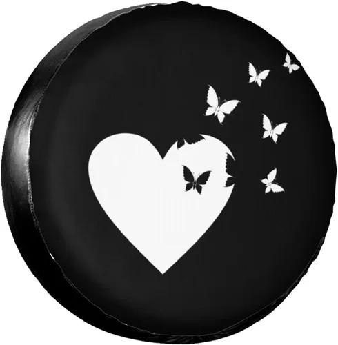Vista 11 de Funda protectora de rueda de repuesto con mariposas blancas y negras, a prueba de polvo, para remolque, caravana, arena, muchos vehículos, 14