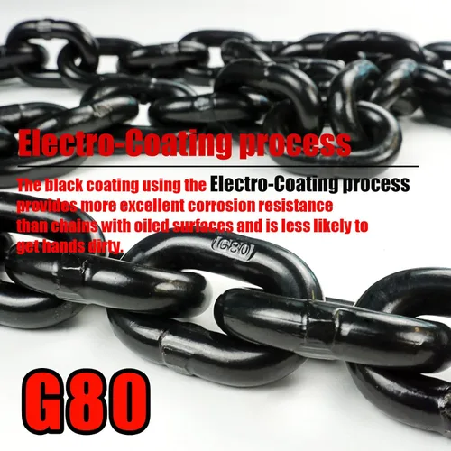 Vista 2 de Cadena de amarre de 3/8 pulgadas x 10 pies con ganchos de agarre clevis, límite de carga de trabajo de 7,100 libras, cadenas de amarre de transporte
