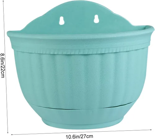 Vista 2 de Maceta de plástico para colgar en la pared de media ronda para jardinera decorativa de pared