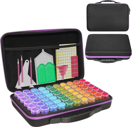 Contenedores de Almacenamiento de Pintura de Diamantes, Kits de Accesorios de Pintura de Diamantes 60 Ranuras, Accesorios y Herramientas de Arte de