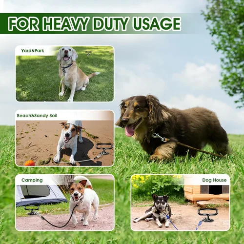 Vista 5 de Estaca para perro, amarre y estacas resistentes para perros (140 libras), estaca de patio para perros, fácil instalación, adecuada para patio