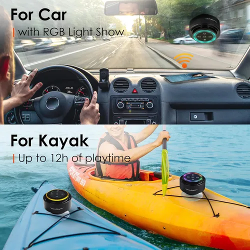 Vista 4 de XLEADER Altavoz de ducha profesional (actualizado) con certificación IPX7 resistente al agua, altavoz Bluetooth, sonido de cristal de 8 W y graves