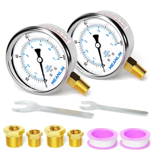 Vista 533 de MEANLIN MEASURE - Vacuómetro de presión de vacío de acero inoxidable, esfera con cara de 2.5 pulgadas, NPT de 1/8 de pulgada, montaje trasero