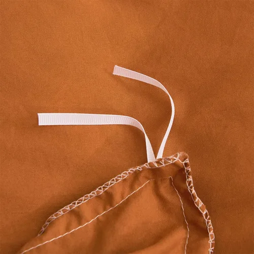 Vista 5 de Ropa de cama bohemia y elegante funda de edredón con flecos y borlas color liso 100 microfibra lavada ligera para todas las estaciones terracota